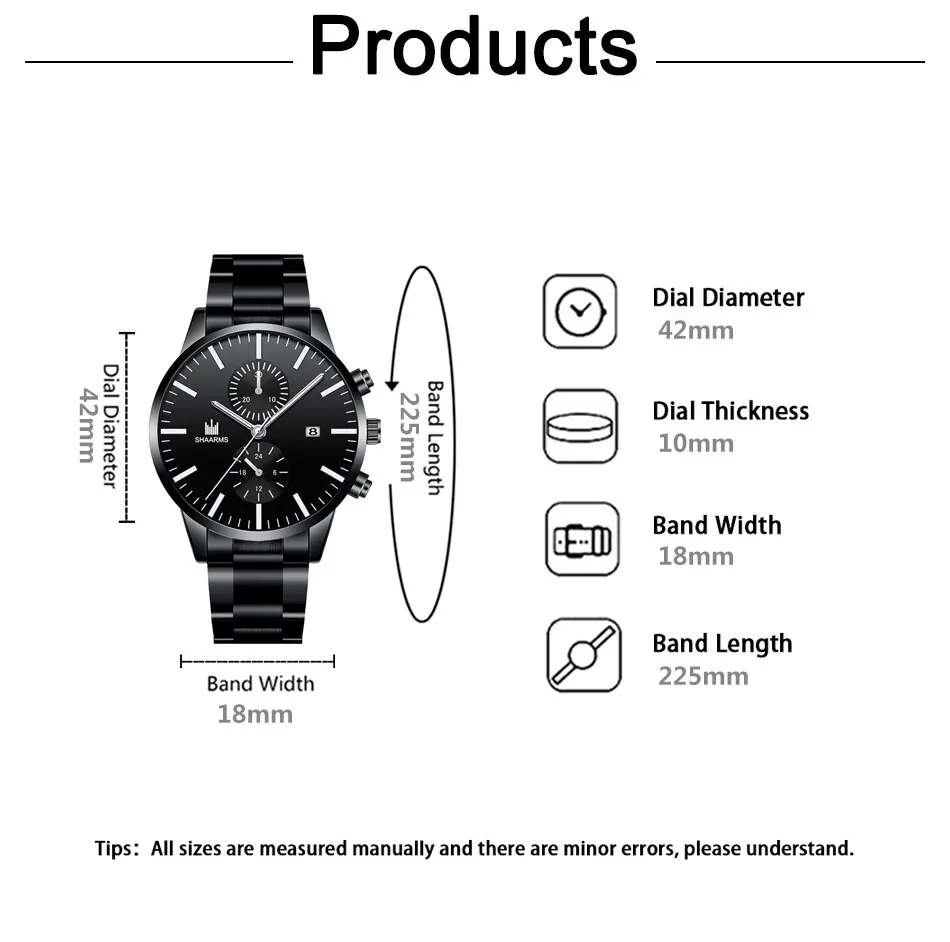 Mens Fashion Business Quartz Watch Fashion Fake Three Eye Six Pin Calendar Men Watch Stainless Steel Belt Men Watches