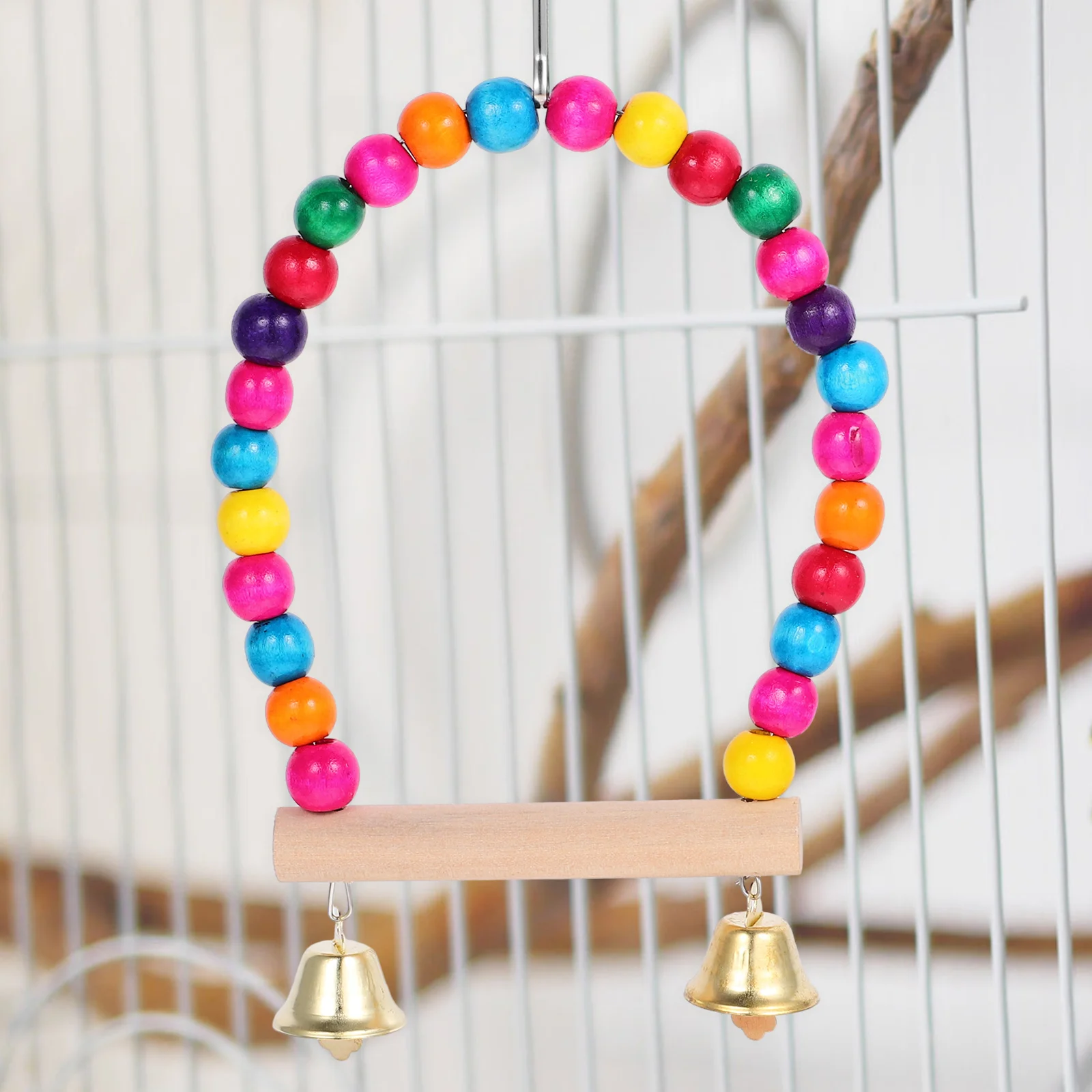 

2pcs Wooden Swing Perch For Parrot Cage Decor Stand Training Plaything Chewable Durable Parakeet Balance Exercise Bird Perch