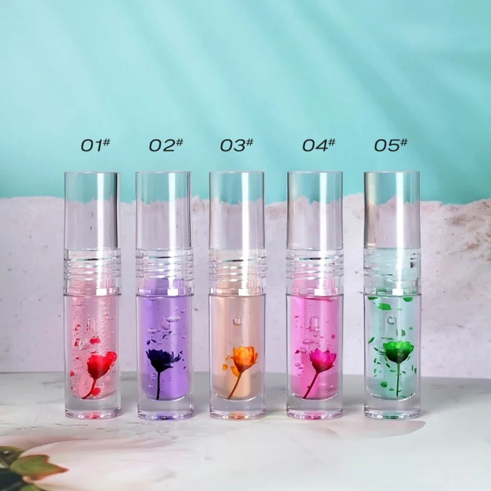 

Private Label Daisy Lip Oil Custom Bulk Nutritious Floral Moisturizing Lips Flower Lipgloss 5-color Make Up Base Makeup Beauty