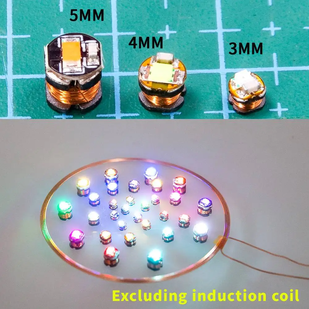 3pcs 3mm/4mm/5mm DIY Wireless Power Supply Bead Handmade Model Waterproof Bead Colorful LED Induction Decorative Lamp Landscape