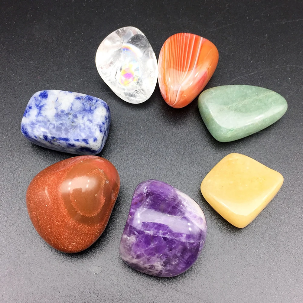 

1Set Energy Stones Healing Crystals Amethyst Yellow Jade White Aventurine Red Agate Synthetic Stone for Meditation