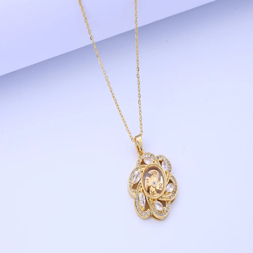 New vintage-inspired diamond-inlaid rotating necklace, unisex design