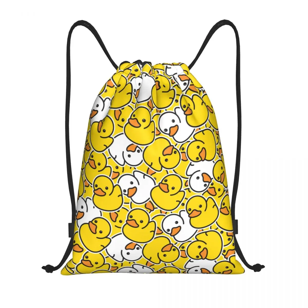 Cute Duck Pattern Ducky Cartoon Drawstring Backpack Sports Gym Sackpack Animal String Bag for Hiking