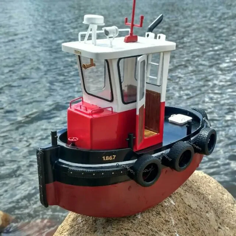 DIY Remote Control Tugboat Model Assembly Kit Mini Q1 Egg Boat Small Meng Tug Rescue Boat Simulation RC Toy Boy Gift