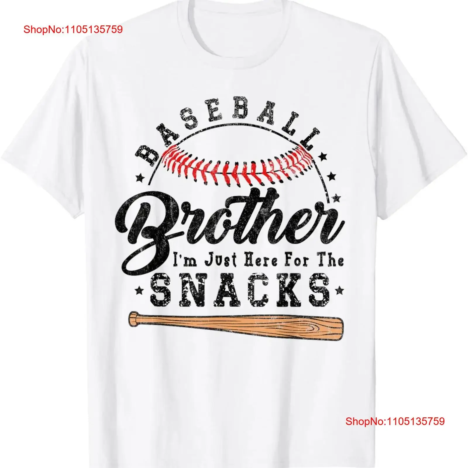 Baseball Brother I'm Just Here for the Snacks Funny T Shirt  vintage Washed Stylish homme fashion designer clothes Breathable