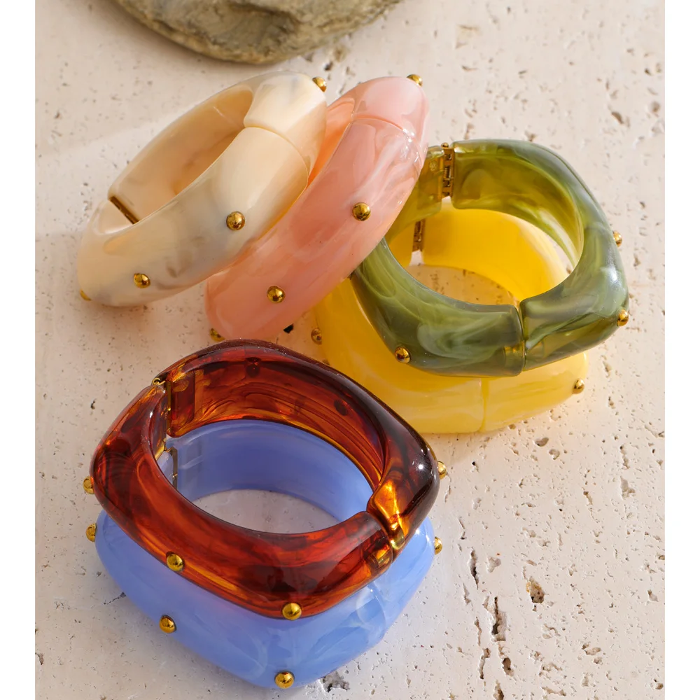 Yhpup 58mm Waterproof Acrylic Resin Thick Statement Bracelet Bangle New Arrivals Fashion Summer Stylish Unique Wrist Jewelry