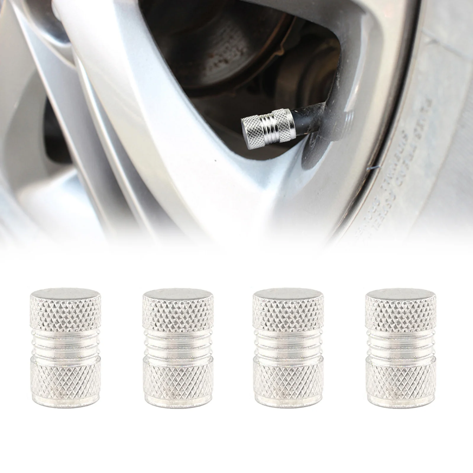 4x Car Tire Valve Stems Caps Cars Bike Bicycle Tire Valve Cap Metal Tire Wheel Stem Air Valve Cap Dustproof Wheel Tire Cover