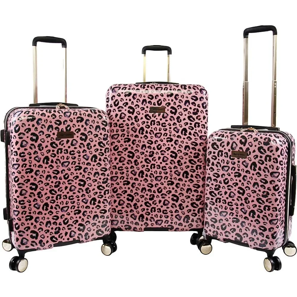 

Juicy Couture Women's Jane 3-Piece Hardside Spinner Luggage Set, Telescoping Handles, Pink Leopard, One Size