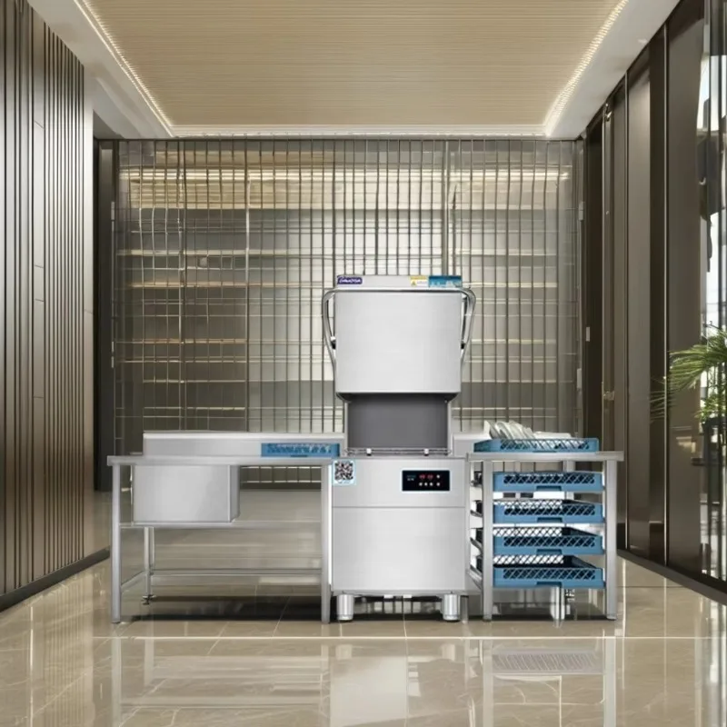 Commercial Dishwasher, Automatic Stainless Steel Machine, 600 Plates/Hr, Built-in for Restaurant Hotel Kitchen Use