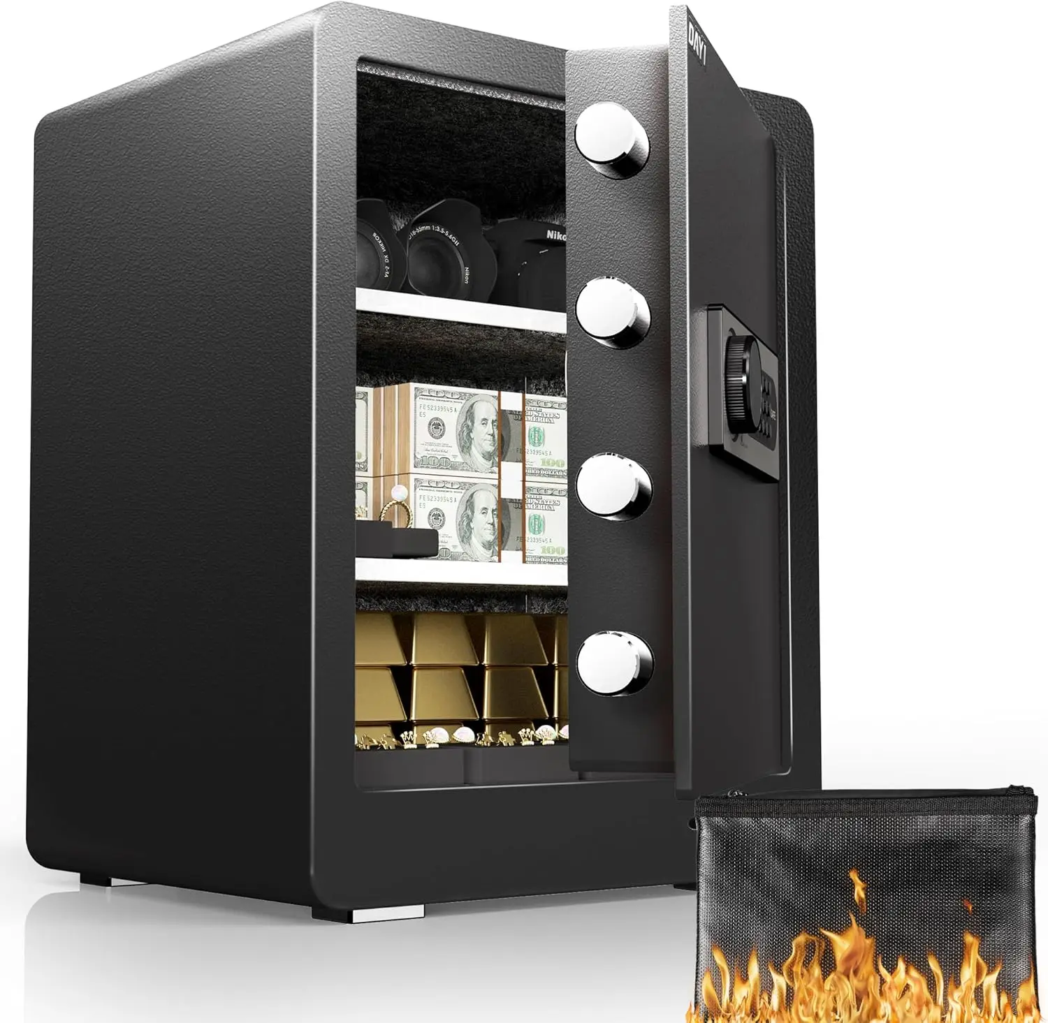 

2.0 Cubic Feet Fireproof Waterproof Safe Box with Digital Keypad, Dual Alarm System and Removable Shelf for Home Security