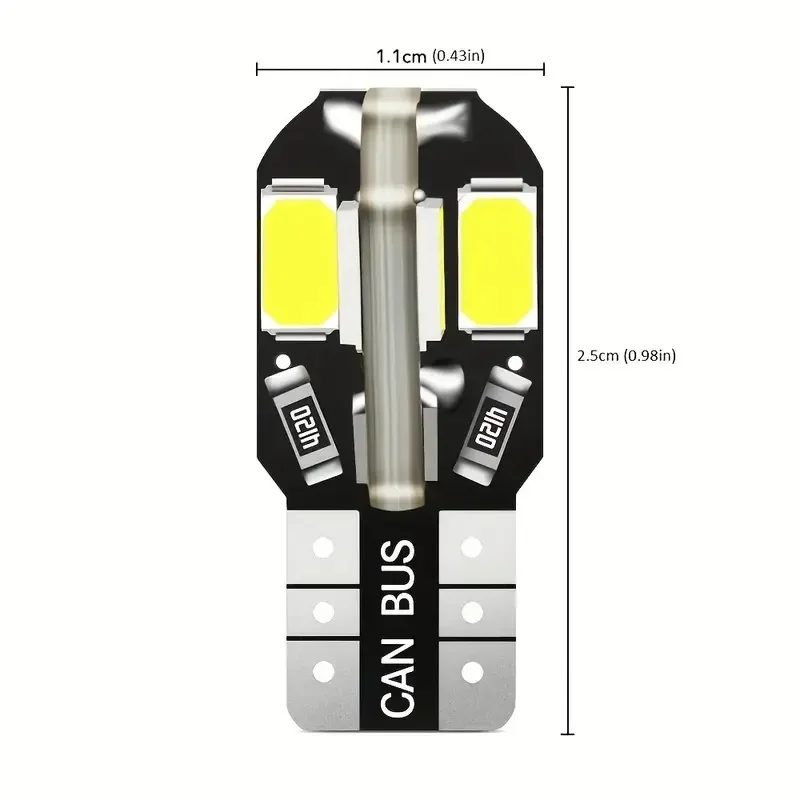 12pcs PCS T10 194 W5W LED Bulbs Car Interior Dome Maps Glove Box Trunk License Plate Lights 12V 5630-8SMD 6000K White