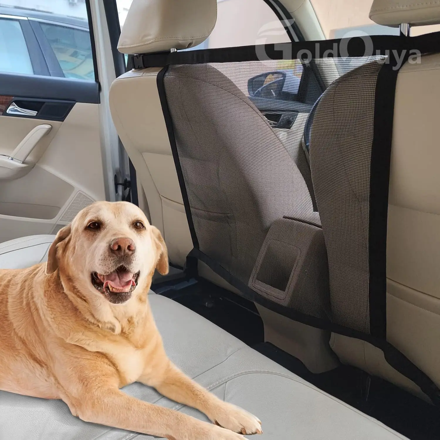 Car Dog Net Barrier, 21 X 21 in Adjustable Mesh Obstacle Car Dog Barrier Net Car Back Seat Pet Fence Car Pet Isolation Protectiv