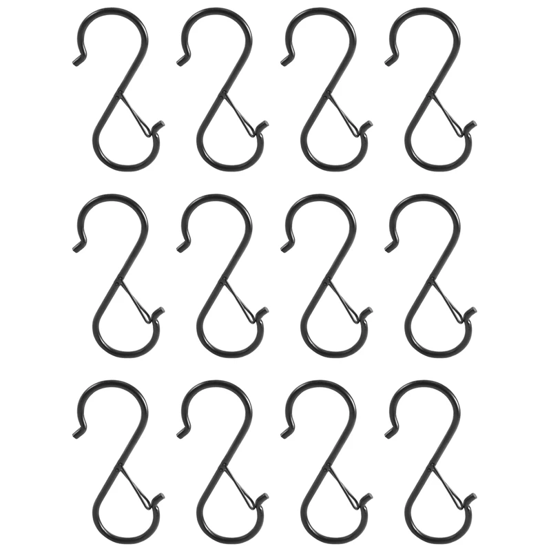 ตะขอ S สําหรับแขวน - ตะขอรูปตัว S สําหรับเครื่องครัวและตู้เสื้อผ้า - ตะขอ S สีดําสําหรับแขวนพืช, หม้อ-AA68