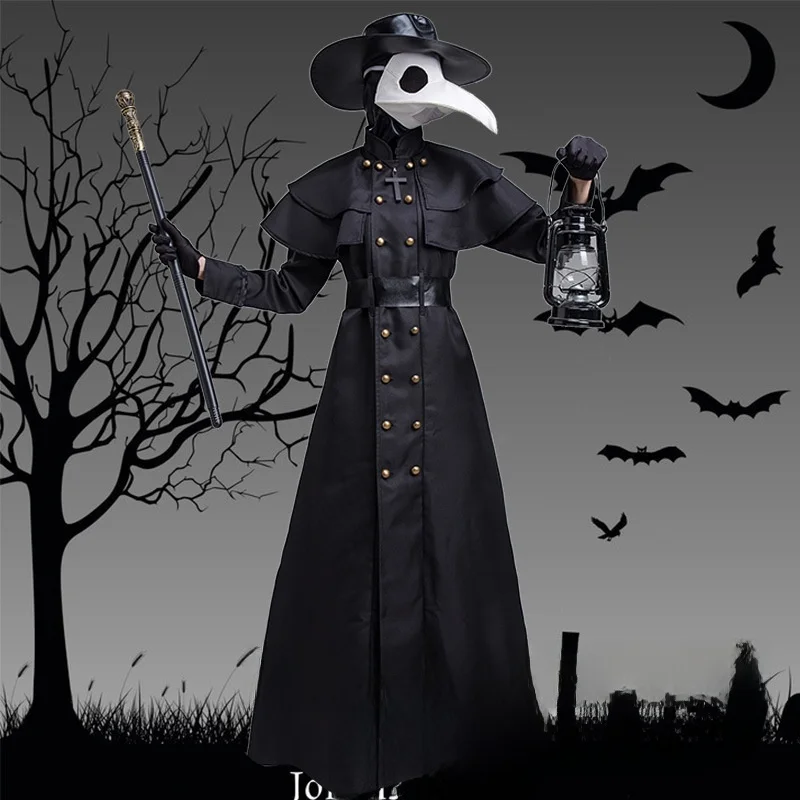

Adult loween St Punk Sle Plague Doctor Costume Long Beak Crow Mask Outfit Bird Mouth Masking Full Body Attire