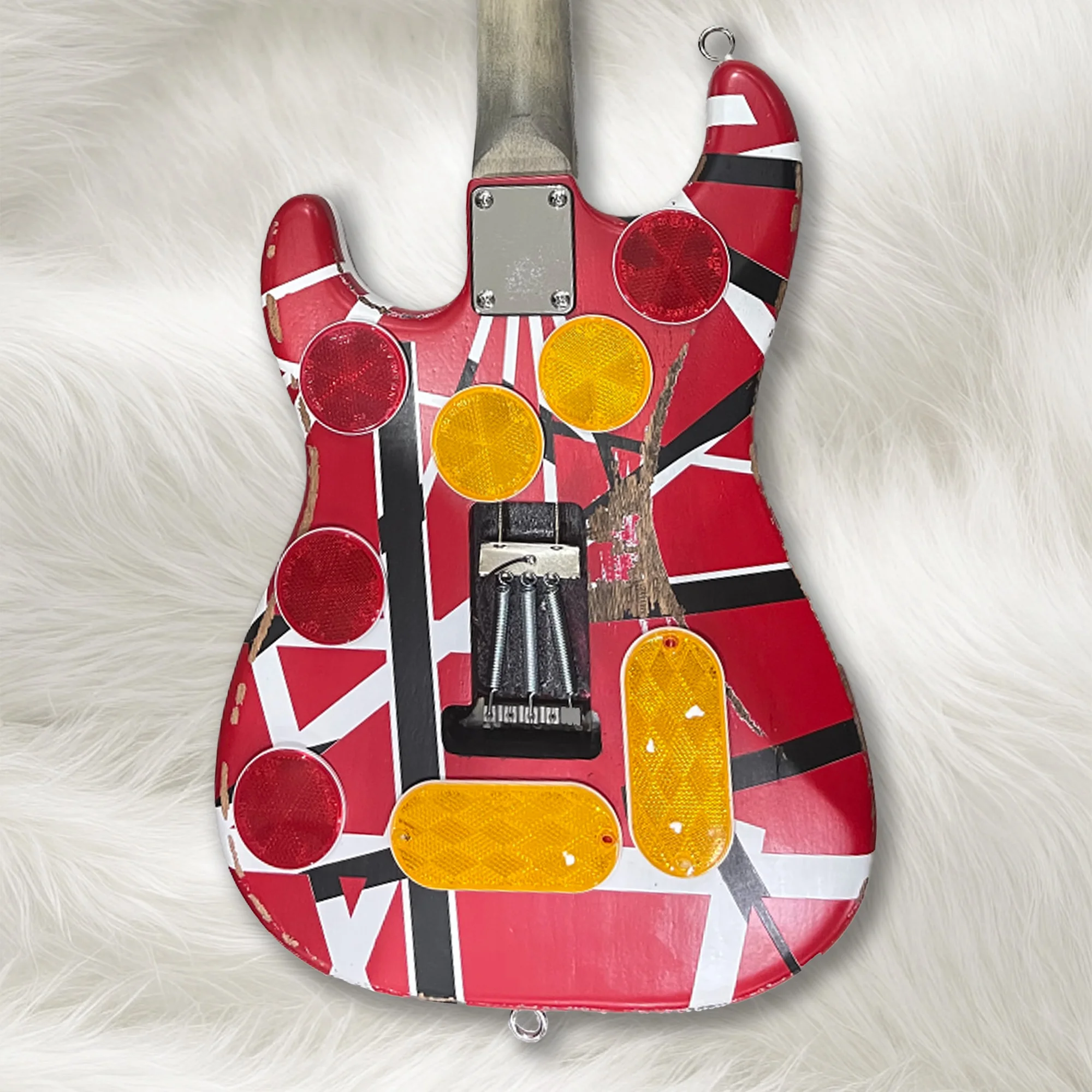 High Quality Custom Heavy Relic Red Frank 5150 Black White Stripes Edward Edd Van Halen Style Electric Guitar