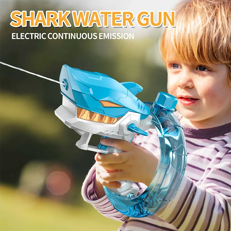 2025 New Summer electric water gun toys beach pool water gun small shark electric water gun portable outdoor children water gun