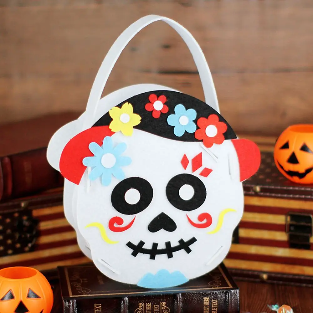 Crianças dos desenhos animados não-tecido artesanato brinquedos crianças artesanal saco de doces de halloween diy bolsas artesanato arte costura brinquedo artesanato decoração