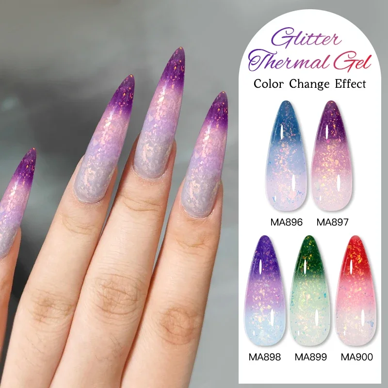 Glitter Thermal Gel Nail Polish Temperature Color Changing Autumn Semi Permanent Soak Off Varnish For Manicure Gel Nail Supplies