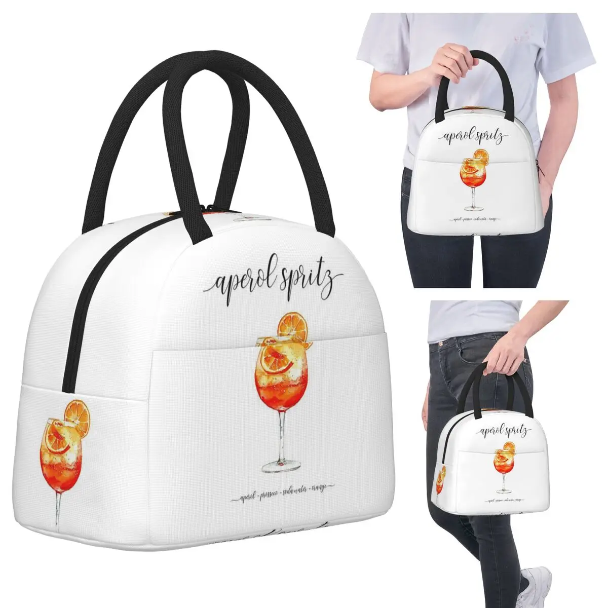 

Рецепты коктейлей Aperol Spritz Изолированная сумка для обеда для детей Школьный холодильник Термальная коробка для еды Сумка Портативные коробки для завтрака Контейнер