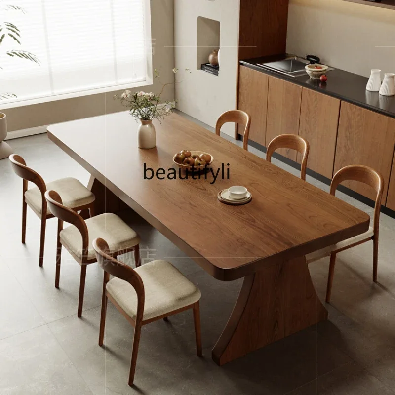 

Cherrywood Dining Table Solid Wood Dining Tables and Chairs Set Desk Modern Simple Home Dining Table