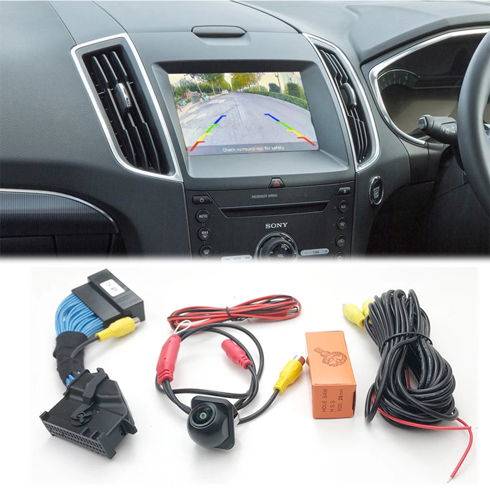 VKAUTO Rear View Camera For Ford S-Max SMAX 2016 2017 2018 SYNC 3 2 For sony unit Add Backup parking Camera kit