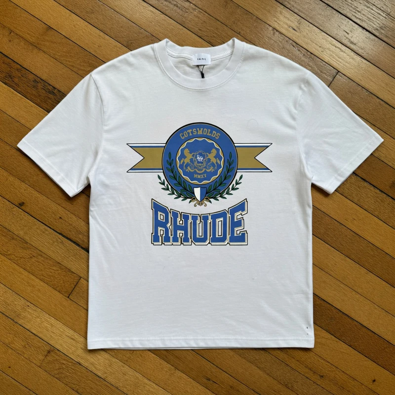 T-shirt Rhude tendance et à la mode, de haute qualité, décontracté, avec logo imprimé, manches courtes, été, pour hommes et femmes