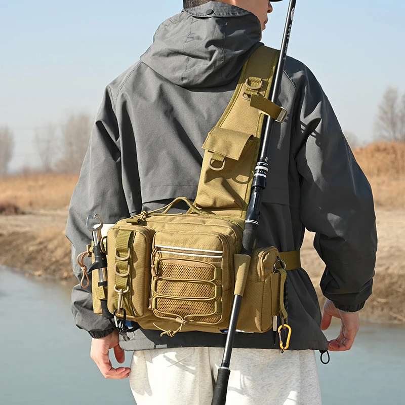 Tactical Fishing Backpack with Rod Holders Outdoor Hunting Climbing Camping Bag Molle Box Storage Lure Tackle Chest Waist Bag