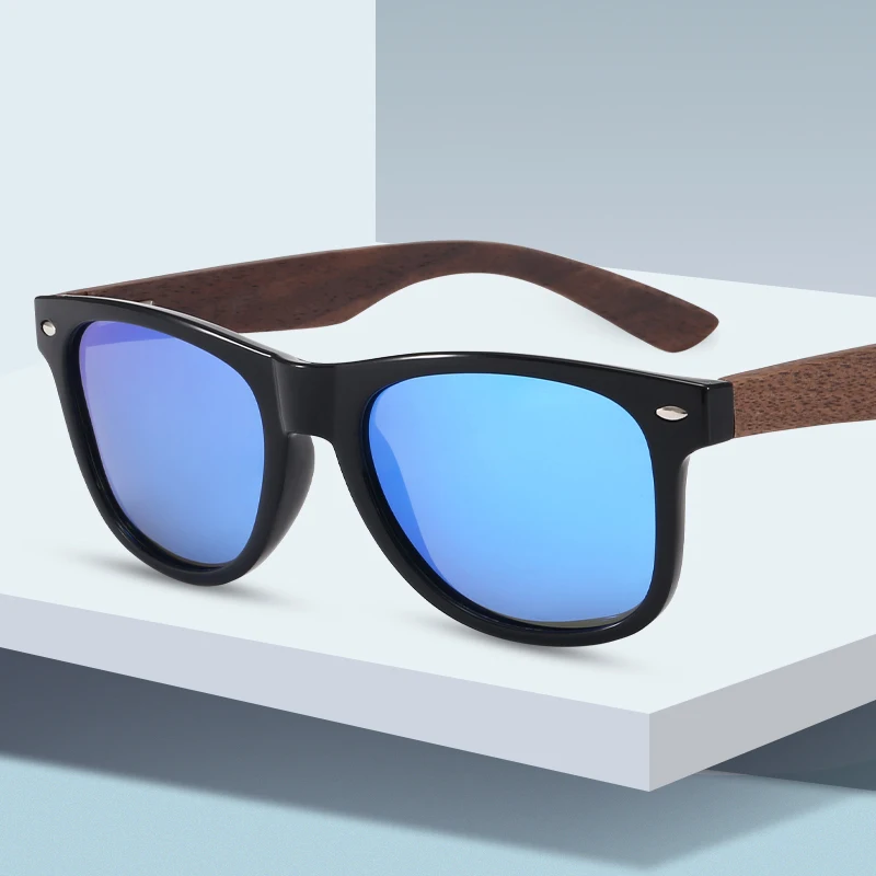 

Fashion Men Sunglasses Polarized Walnut Wood Mirror UV400 Lens Sun Glasses Women Brand Design Colorful Shades Handmade