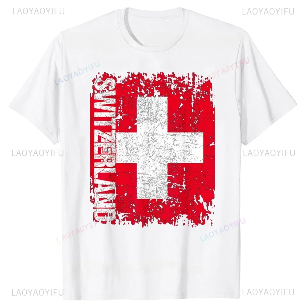 Super Swiss Proud Switzerland Flag T Shirts Man Short-Sleeve Fashion Hipster T Shirt Clothing Casual Summer Basic Loose Tee