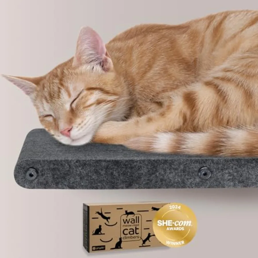Estante de pared con perchas - Cama flotante tipo hamaca 100% fieltro PET sostenible, muebles de enriquecimiento felino para interiores modernos