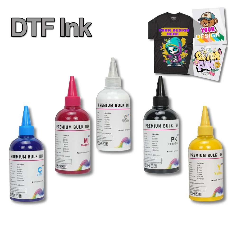 حبر DTF 250 مللي لإعادة تعبئة حبر فيلم نقل الحرارة المباشر لرأس الطباعة Epson i3200 XP600 TX800 L1800 1390 L805 جميع حبر DTF