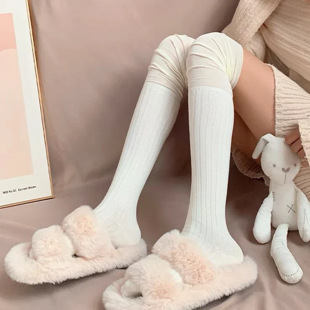 لوليتا الفخذ العليا جوارب للنساء العصرية عادية فوق الركبة الإناث الأحمر الجوارب الطويلة الحرارية الدافئة القطن طويل القامة أنبوب طماق