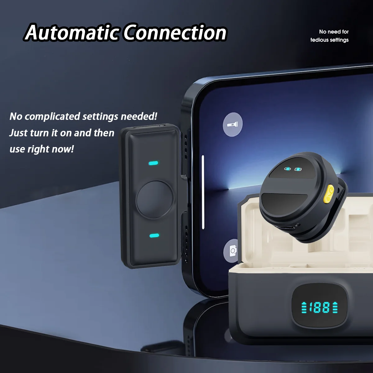 SX21 ワイヤレスラベリアマイク 充電ケース付き Android 用ピンマイク ライトニングカメラ ミニカラーマイク 多くのシーンに対応