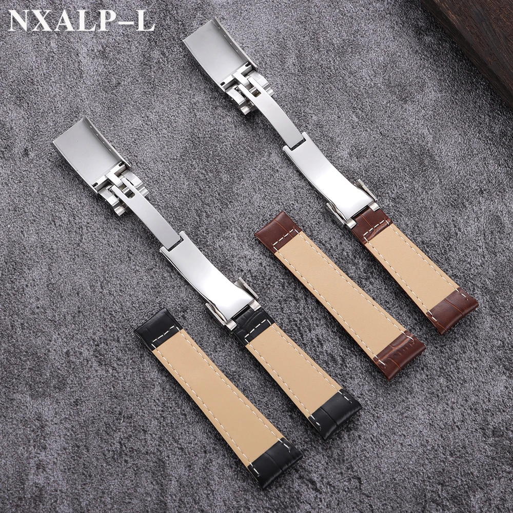 حزام ساعة من جلد العجل 20 ملم لسلسلة رولكس ووتر جوست لـ SUBMARINER Yacht-Master DAYTONA GMT أربطة ساعات جلدية للرجال 9x16 ملم