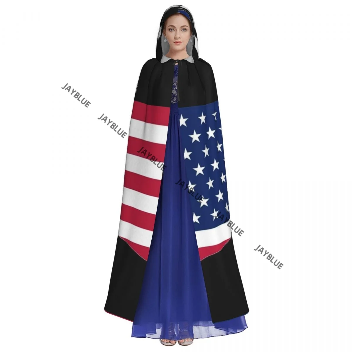 Unisex Adult Trump 2024 Flag Cloak with Hood Long Witch Costume Cosplay