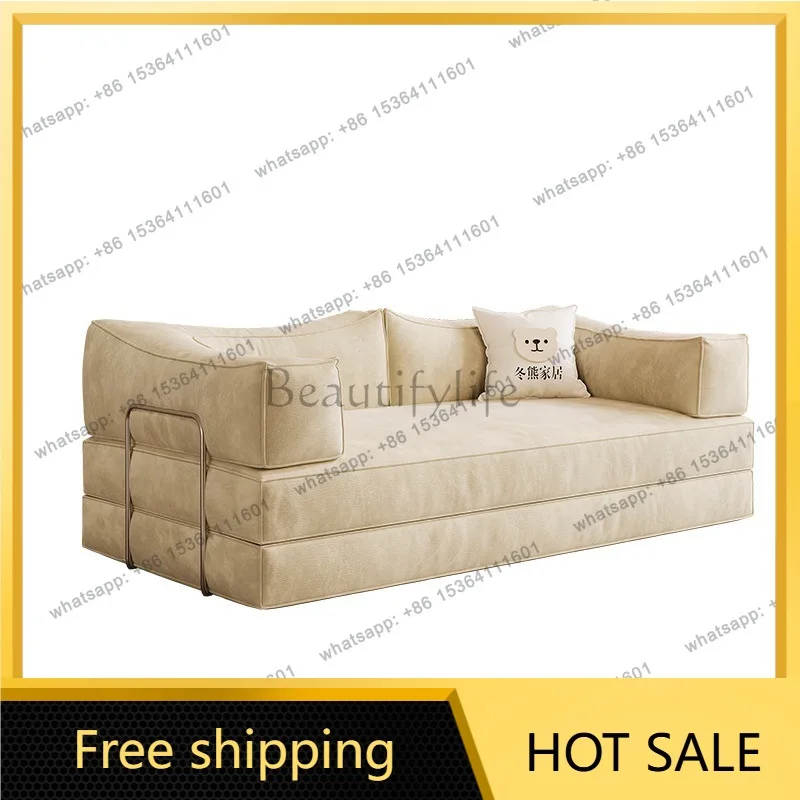 Sofa bed dual-purpose medieval style living room folding retro fabric sofa