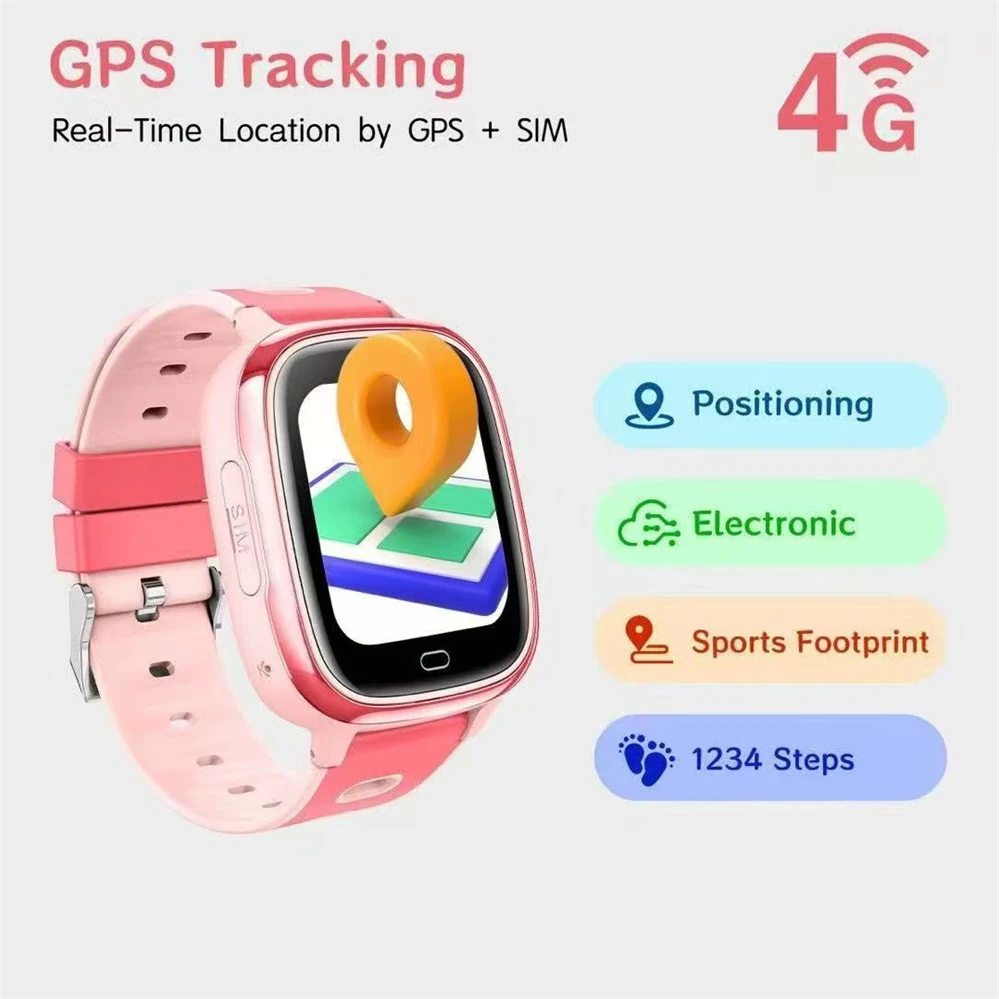 Children 4G Video Call Smart Watch Games HD Camera SOS GPS Phone Watches Voice Chat Girl Boy Student Smartwatch Waterproof Gift