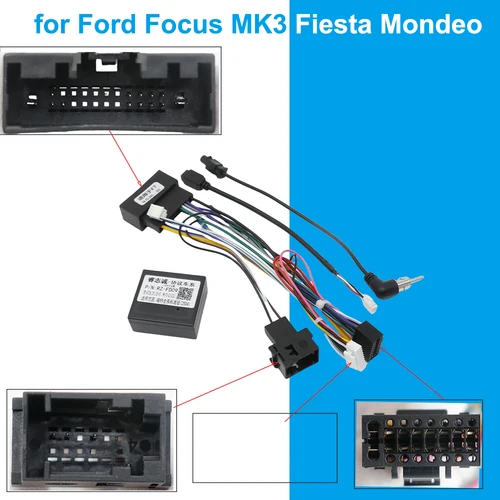 Imagen 1 del producto Adaptador de arnés Android para coche, decodificador CAN Bus, enchufe de 16 pines a Cable conector de unidad principal ACM de 24 pines para Ford Focus MK3 Fiesta Mondeo