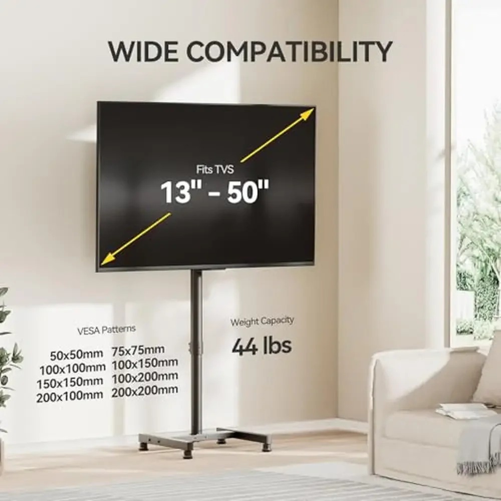 テレビフロアスタンド 13-50インチ フラット/カーブテレビ 44ポンド VESA 200x200 高さ調節可能なモニタースタンド