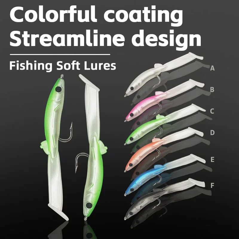 10g Sea bass Fishing T-tail Soft Lure Bait Wobblers Kit Silicone Artificial Bait Cool Hooks Trout Bass Tackle Inshore Swimbait