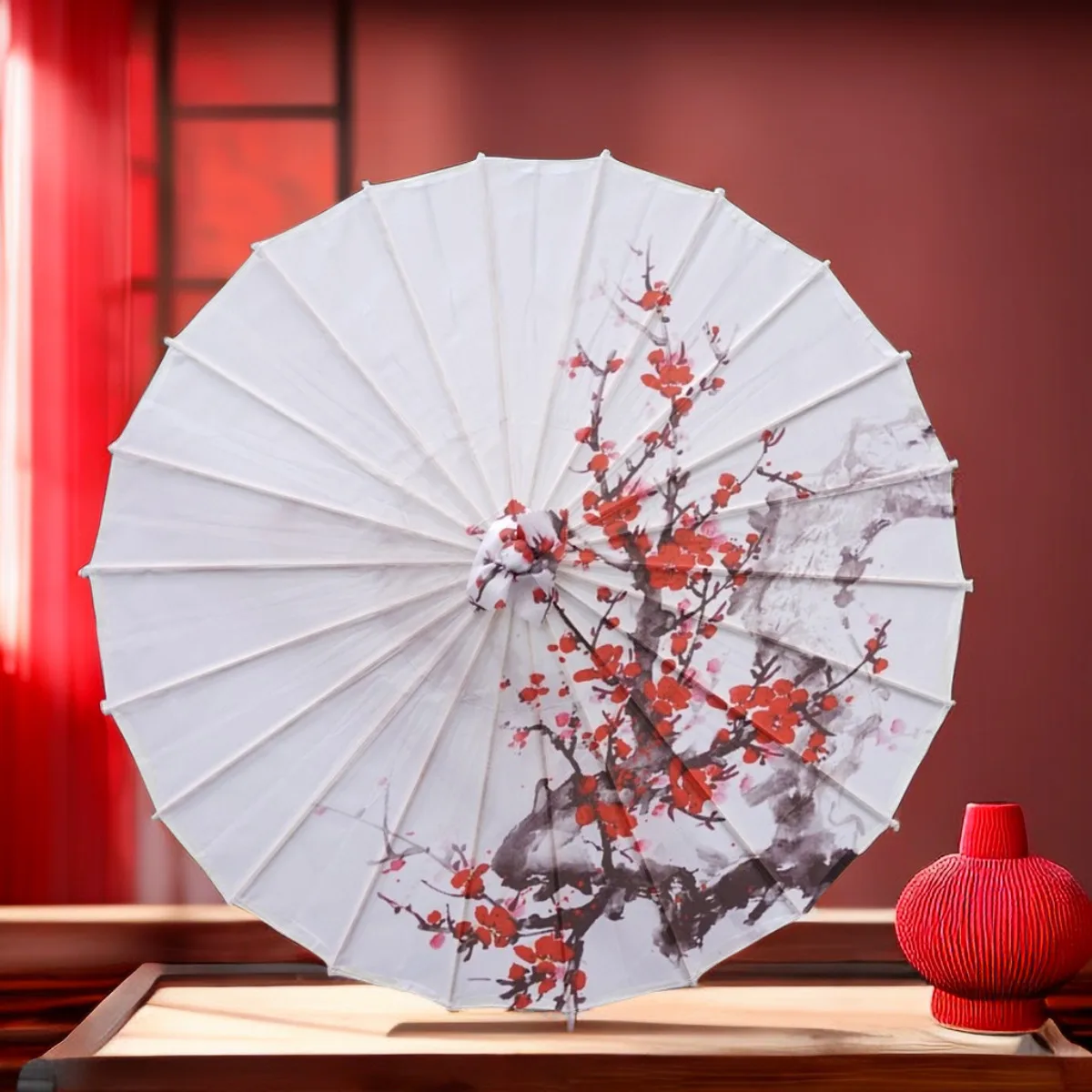 Ancient Lotus Flower Umbrella for Women Hanfu Antique Oil Paper Umbrella Photography Props Dance Performance Parasol