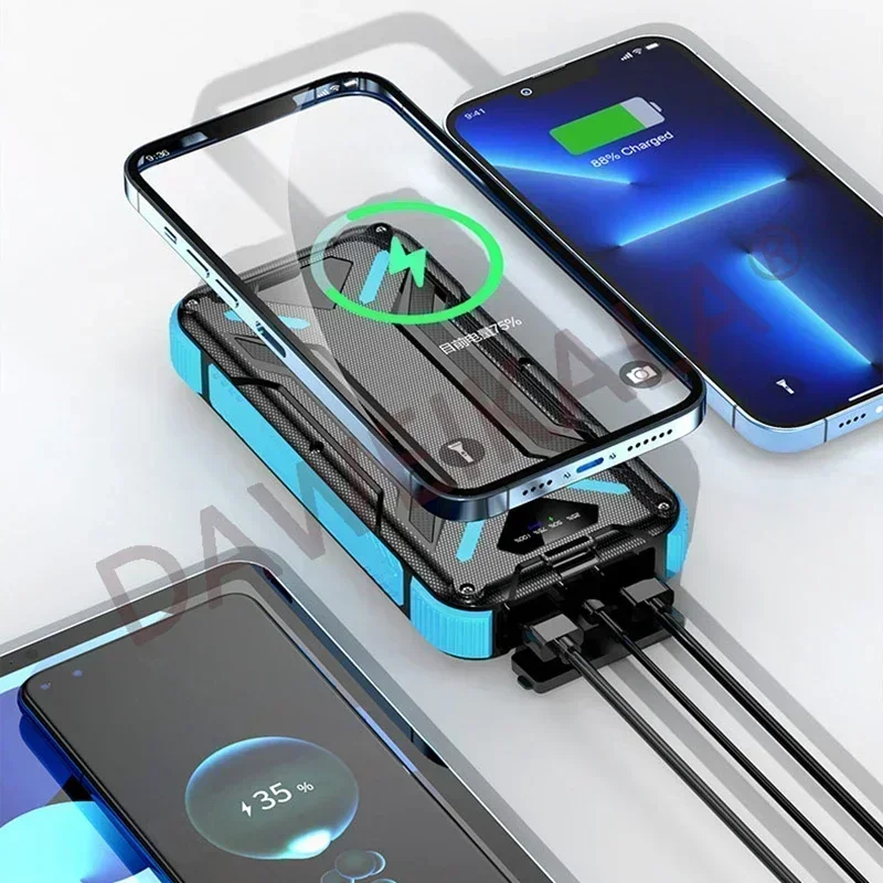 99000mAh Power Bank with LED SOS Flashlight Waterproof Charger for Smartphones Outdoor Portable Battery Long Service Life