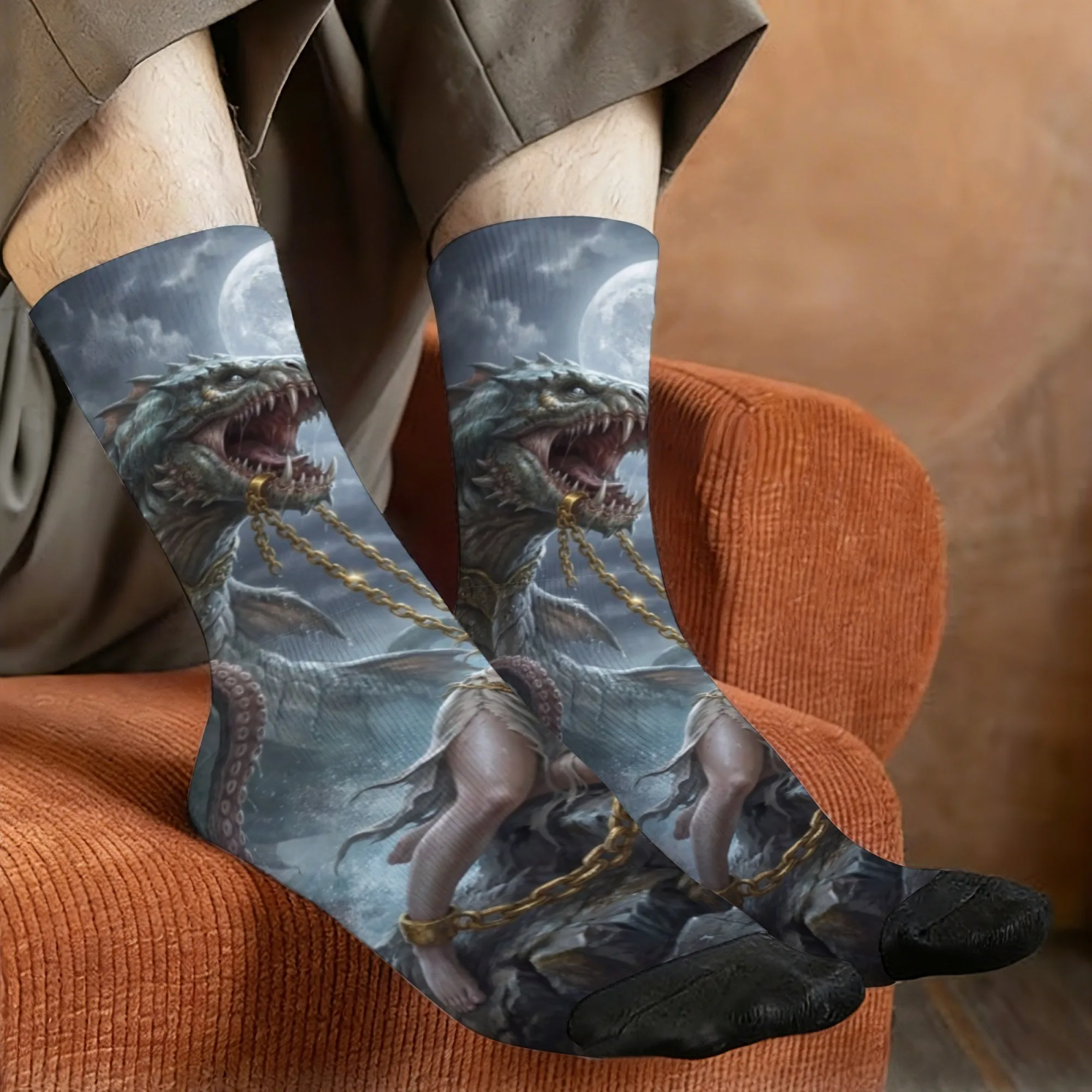 Fantasy Dark Style Men's Socks Soft and Comfortable Non-slip Stretch Socks Novelty Casual Socks Compression Socks Party Gifts