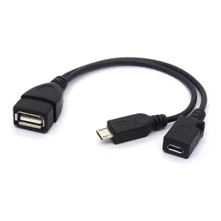 Micro USB OTG Splitter Cable, USB 2.0 A Female to Micro USB Male and Micro 5 Pin Female Adapter Host Converter Cable 30cm