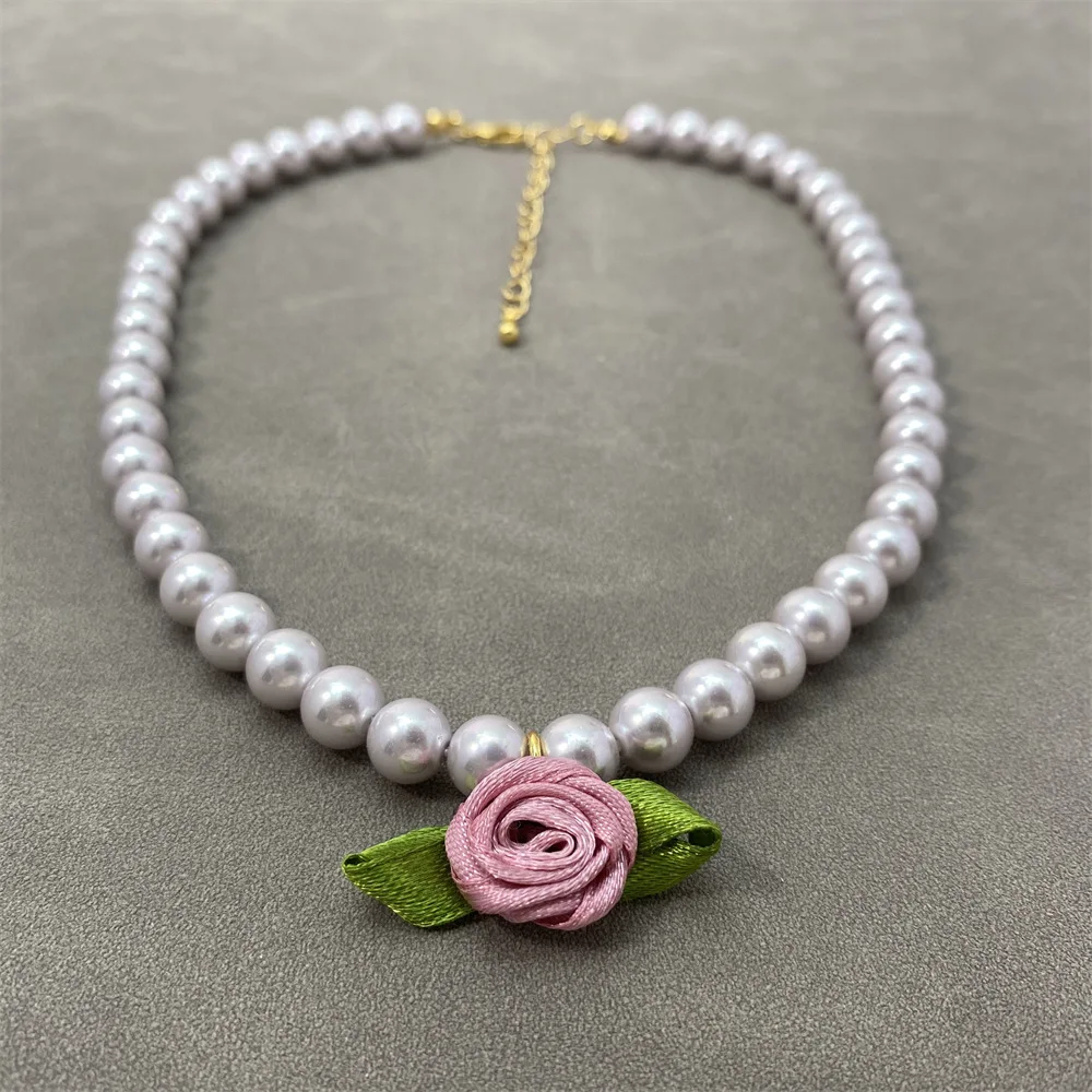 

European American Niche Design,fresh Flowers, Choker Pearl Necklace, Temperament, Forest Style, Sweet Collarbone Chain for Women