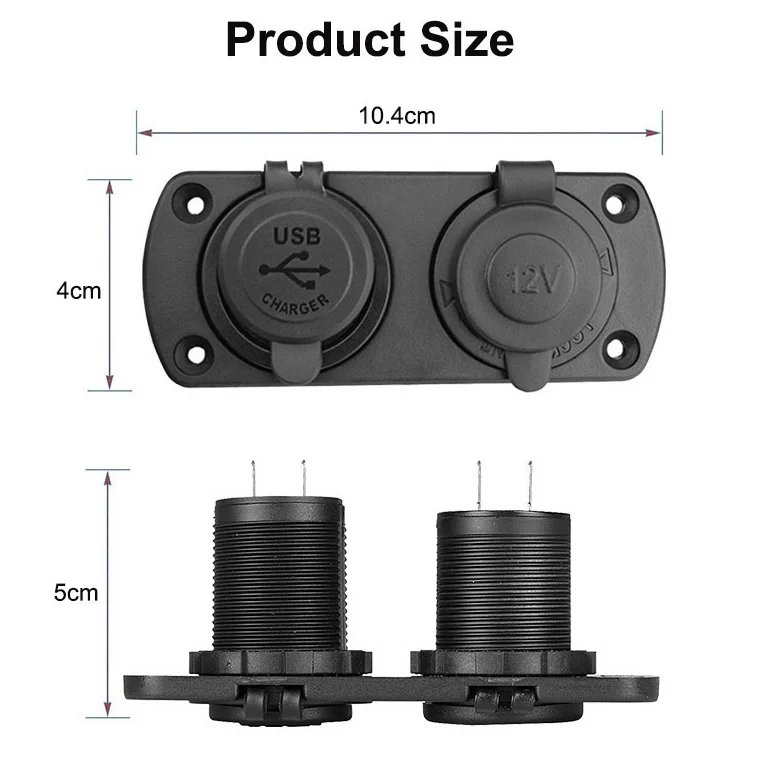 Cigarette Lighter Socket 2.1A Dual USB Car Charger Power Socket for Cars Motorcycles Trucks and Boats Splitter Socket Adapter