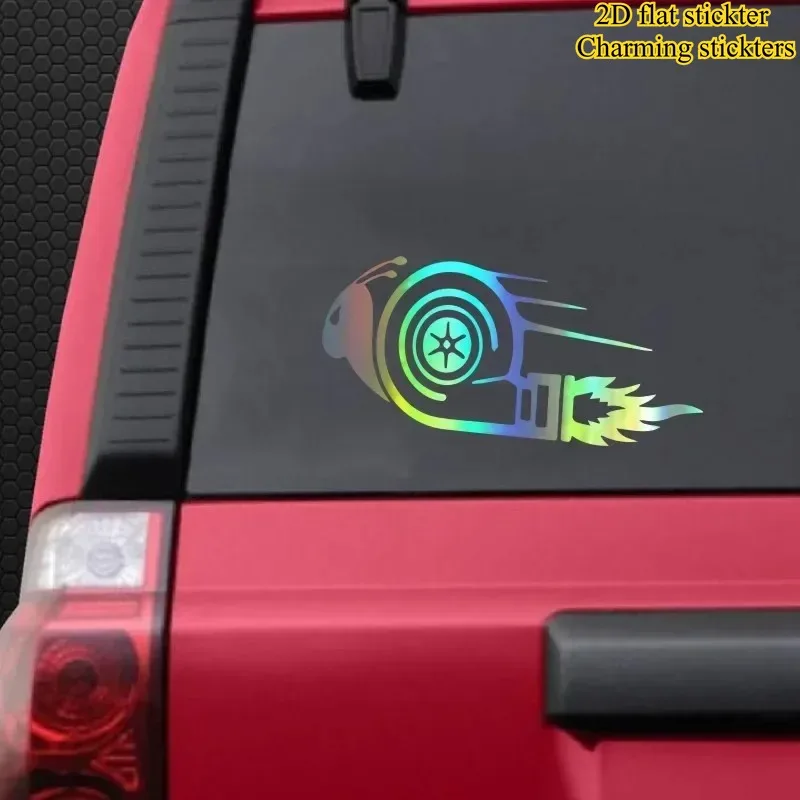 

2PCS/SET Cool Holographic Turbo Snail Sticker, 2D Flat Car Decal with Flame, Durable for Car Windows, Notebooks, Gift Wrapping