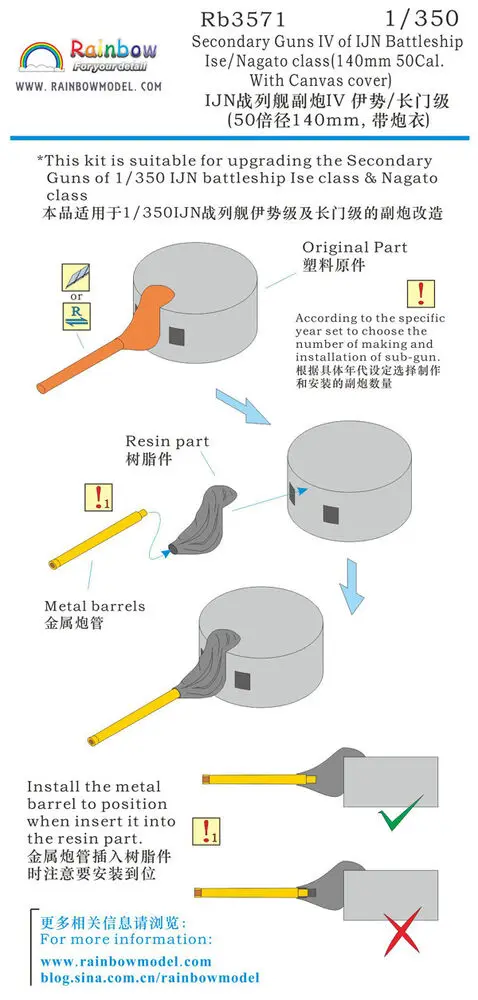 Rainbow 1/350 Secondary Guns IV for IJN Battleship Ise/Nagato class Rb3571