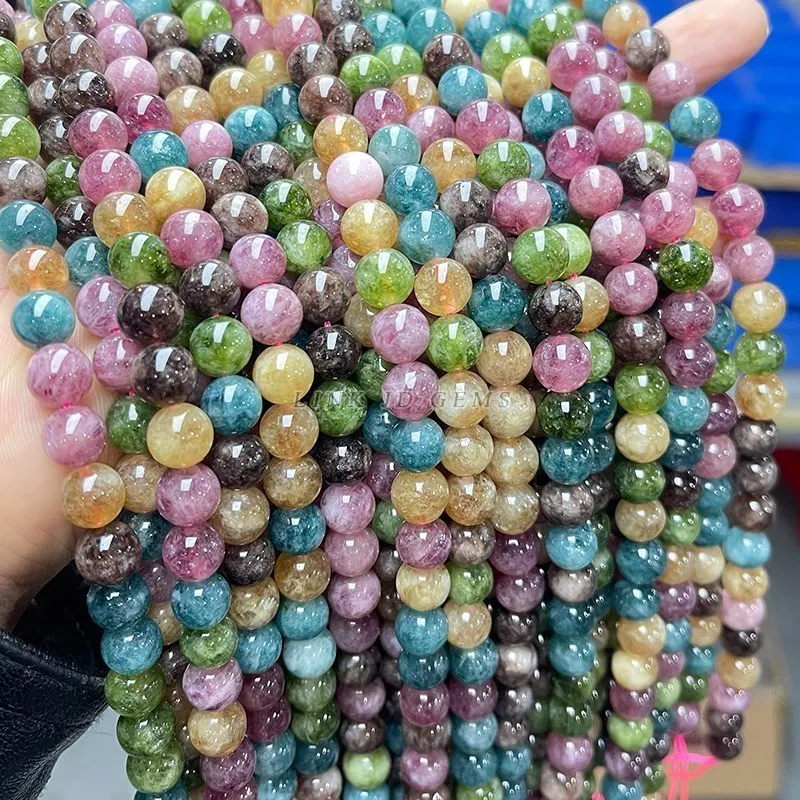 Dyed Color High Quality Tourmaline Chalcedony Beads Round Loose Spacer 6 8 10MM Pick Size For Jewelry Making Bracelet Accessory