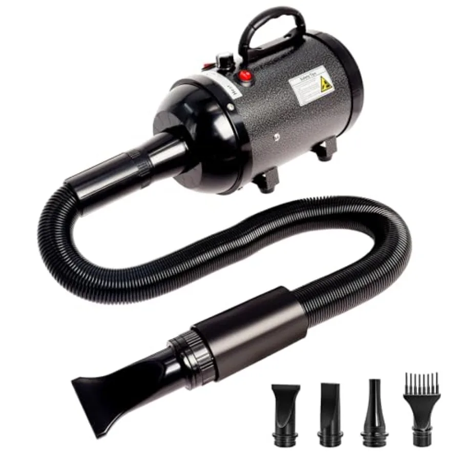 

Профессиональная высокоскоростная сушилка для шерсти собак с регулируемой скоростью и 2 температурными режимами для груминга, включает 4 насадки